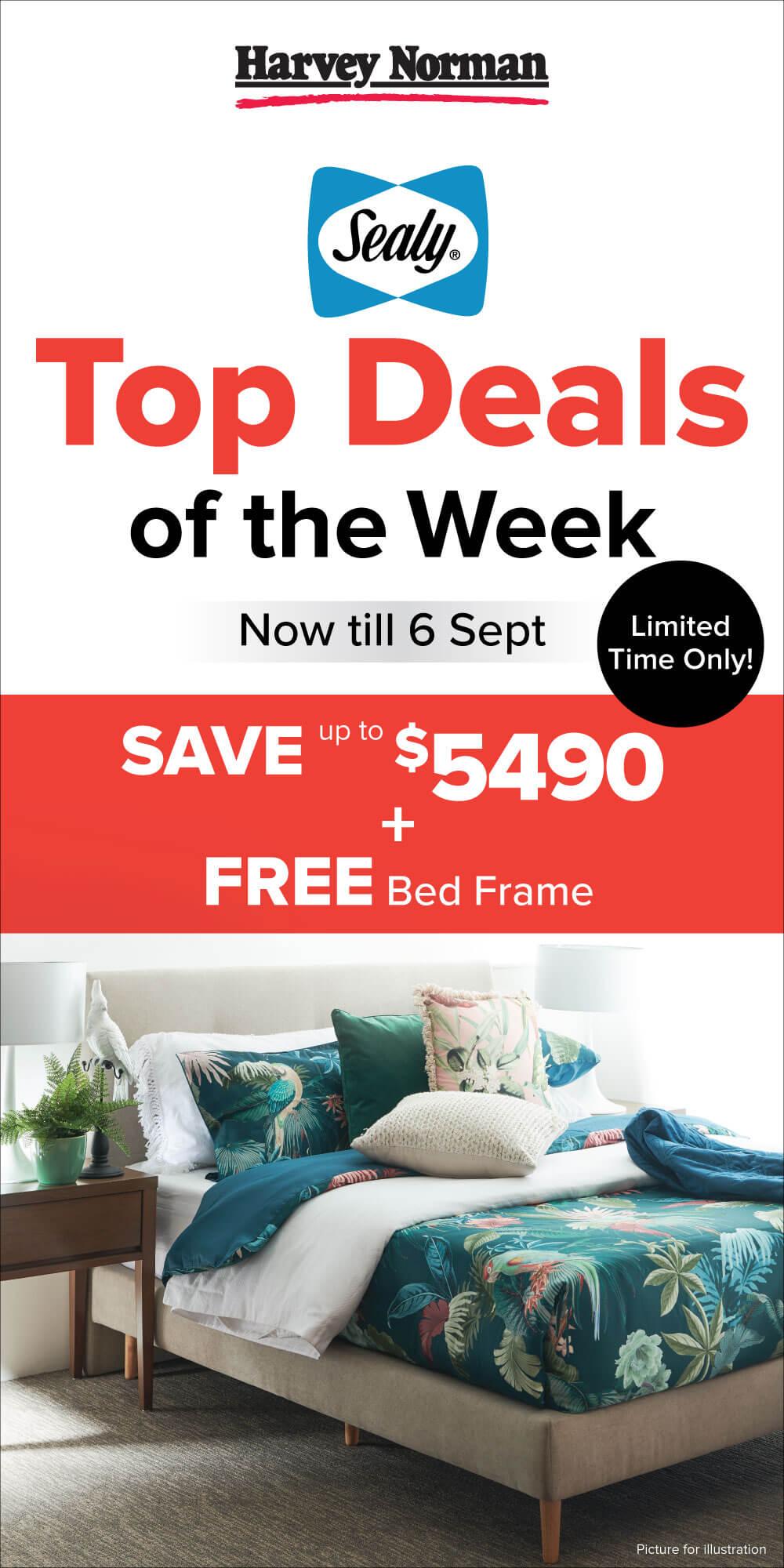 Sealy Free Bed Frame Promotion at Harvey Norman Till 06 Sept