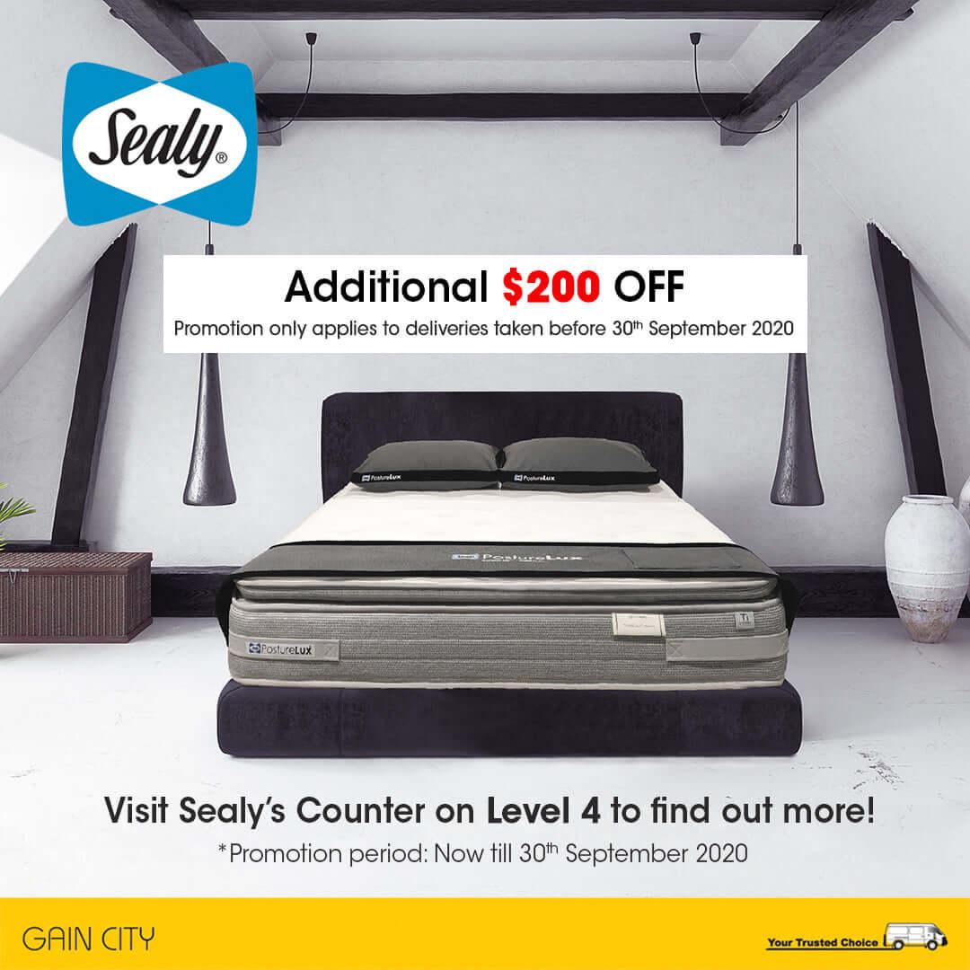 4 Sep to 30 Sep: Enjoy an additional $200 off Sealy for deliveries in September.